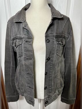 (READ) Levi’s Denim Jacket Jean Jacket Distressed Charcoal Grey/Black Women’s S